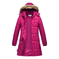 Haute Edition Women's Mid-Length Puffer Parka Coat with Faux Fur-lined Hood Daily Haute