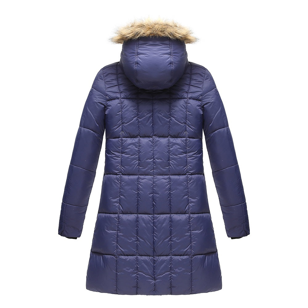 Haute Edition Women's Mid-Length Puffer Parka Coat with Faux Fur-lined Hood Daily Haute