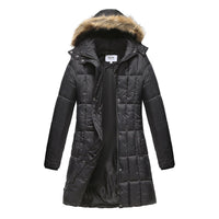 Haute Edition Women's Mid-Length Puffer Parka Coat with Faux Fur-lined Hood Daily Haute