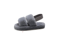 Haute Edition Women's Open Toe Furry House Slippers with Elastic Strap Daily Haute