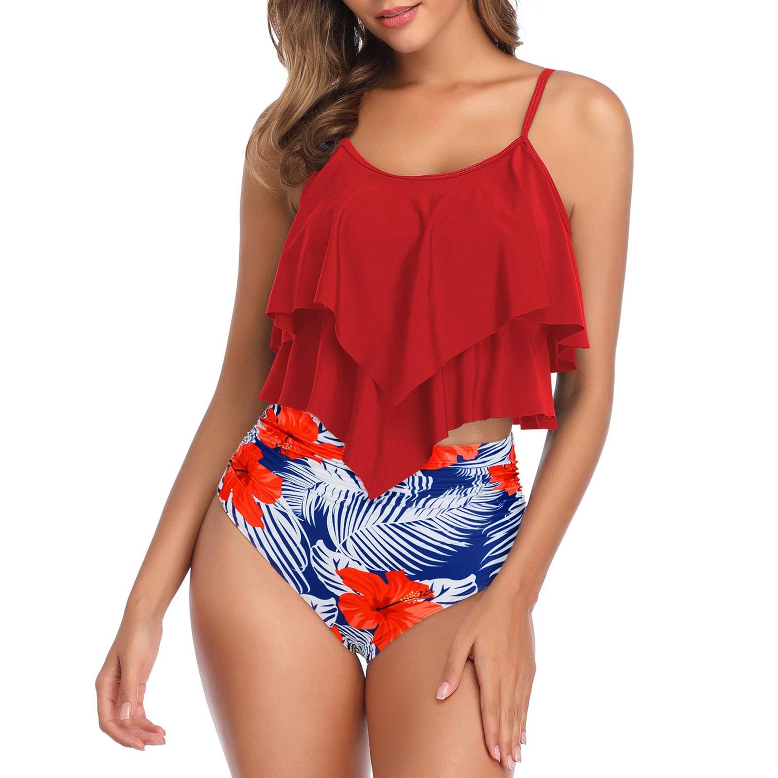 Haute Edition Women's Ruffle Tankini Two Piece Bikini Swimsuit Daily Haute