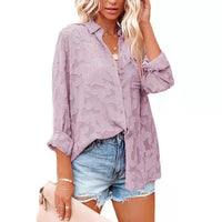 Haute Edition Women's Sheer Gauze Floral Pattern Button Down Daily Haute