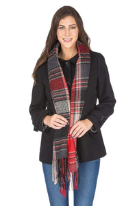 Haute Edition Women's Short Length Wool Blend Car Coat with Free Scarf Daily Haute