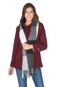 Haute Edition Women's Short Length Wool Blend Car Coat with Free Scarf Daily Haute