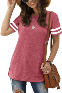 Haute Edition Women's Short Sleeve Varsity Stripe Casual Summer Top Daily Haute