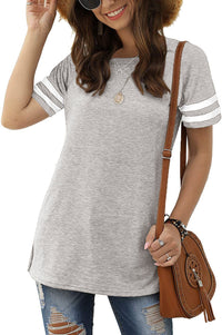 Haute Edition Women's Short Sleeve Varsity Stripe Casual Summer Top Daily Haute