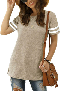 Haute Edition Women's Short Sleeve Varsity Stripe Casual Summer Top Daily Haute