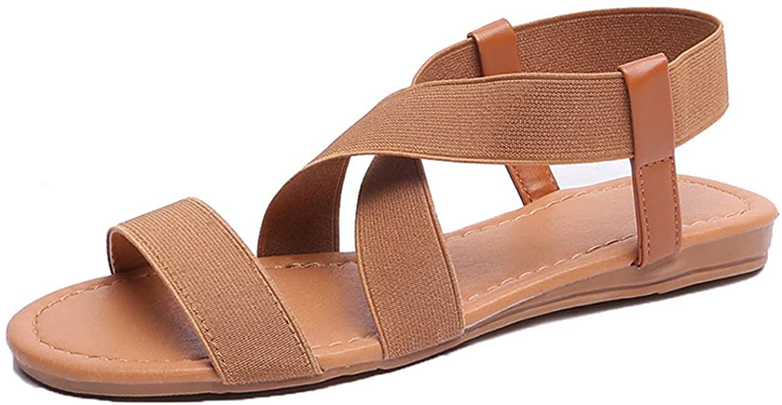 Haute Edition Women's Slip-On Elastic Ankle Flat Sandal Daily Haute