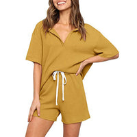 Haute Edition Women's Split Neck Tee And Shorts Lounge Pajama Set Daily Haute