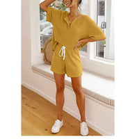 Haute Edition Women's Split Neck Tee And Shorts Lounge Pajama Set Daily Haute