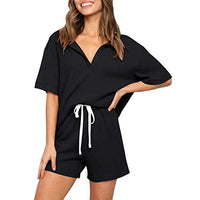 Haute Edition Women's Split Neck Tee And Shorts Lounge Pajama Set Daily Haute