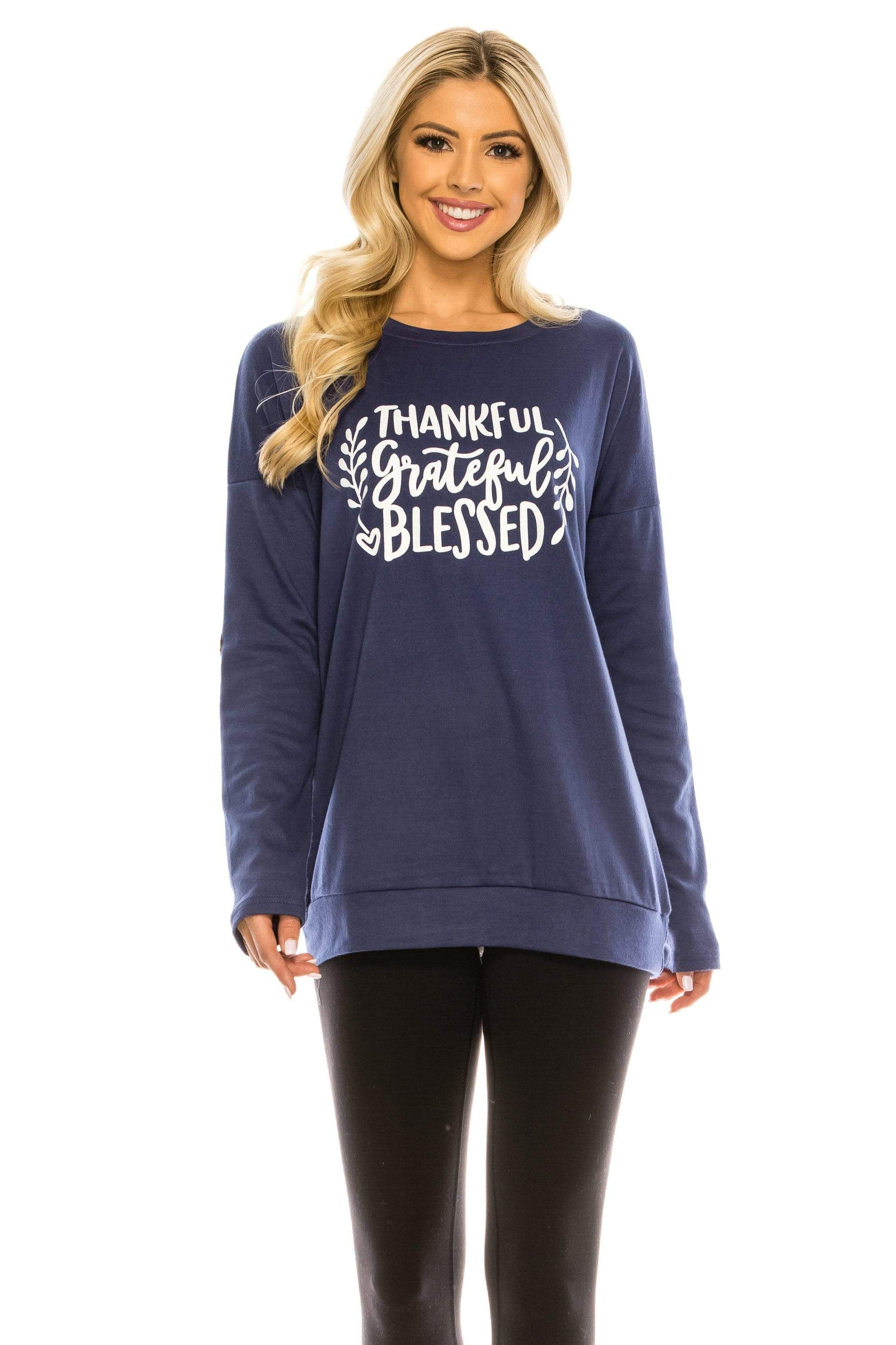 Haute Edition Women's Thanksgiving Tunic Elbow Patch Graphic Tees Daily Haute