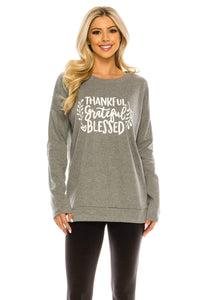 Haute Edition Women's Thanksgiving Tunic Elbow Patch Graphic Tees Daily Haute