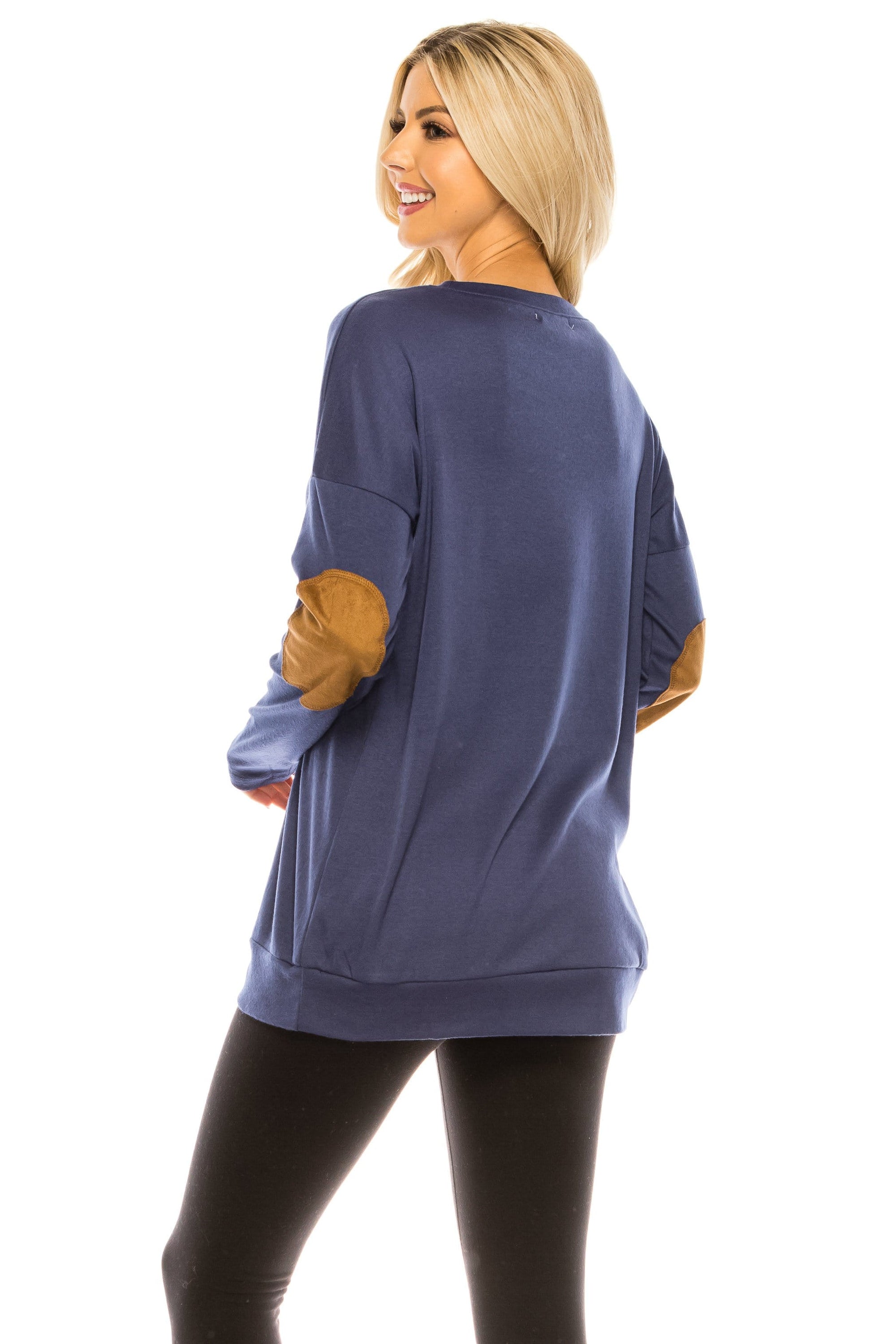 Haute Edition Women's Thanksgiving Tunic Elbow Patch Graphic Tees Daily Haute