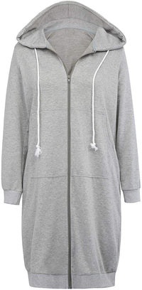 Haute Edition Women's Tunic Long Length Full Zip Hooded Sweatshirt Hoodie Daily Haute