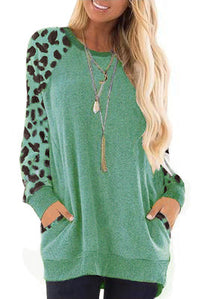 Haute Edition Women's Ultra Soft Long Sleeve Spring Pullover Leopard Raglan Sweatshirt Daily Haute