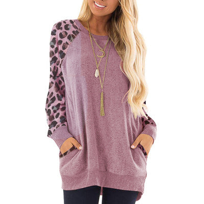 Haute Edition Women's Ultra Soft Long Sleeve Spring Pullover Leopard Raglan Sweatshirt Daily Haute