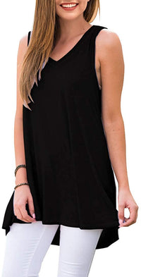 Haute Edition Women's V-Neck Tunic Length Long Tank Daily Haute