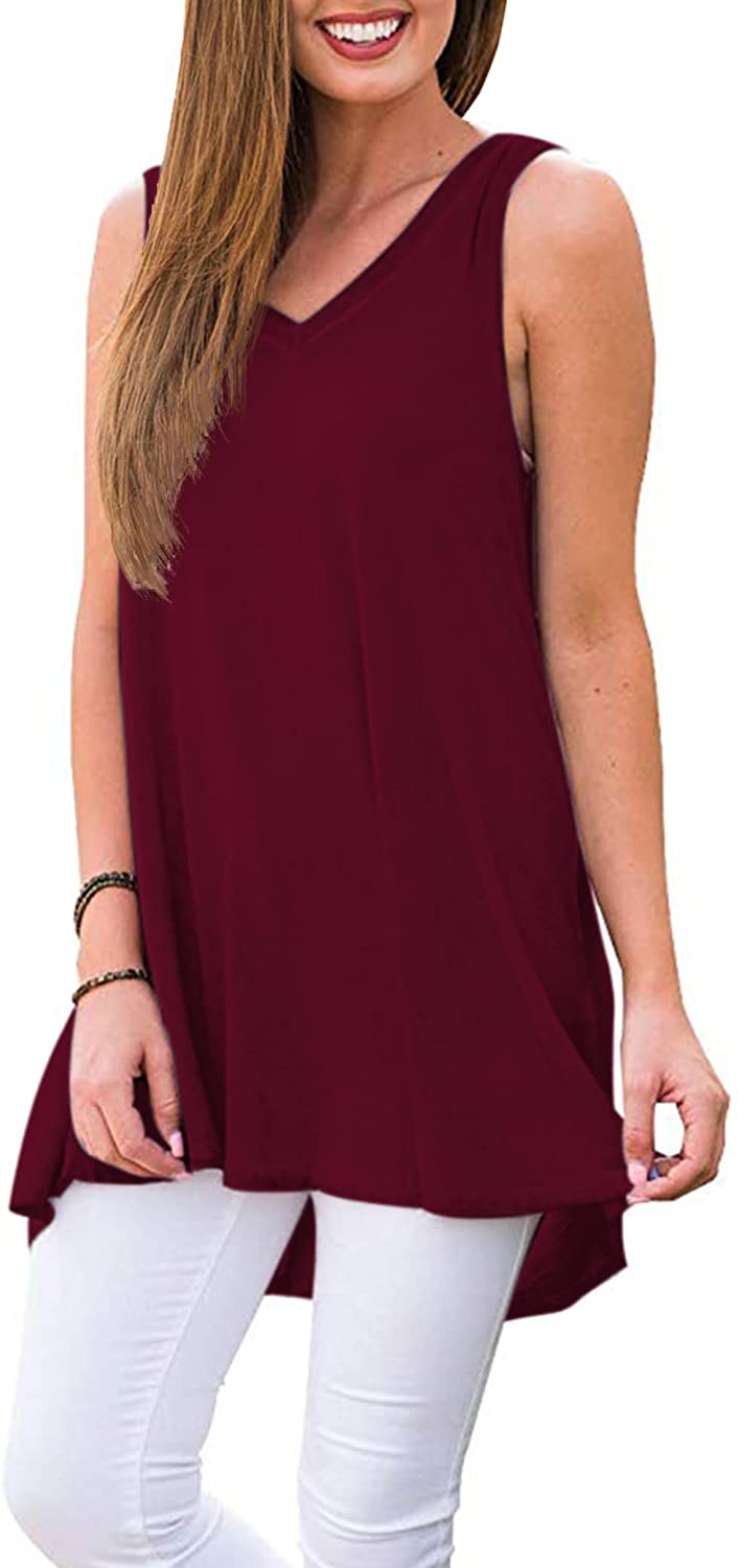 Haute Edition Women's V-Neck Tunic Length Long Tank Daily Haute