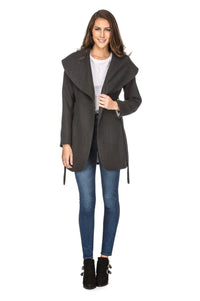 Haute Edition Women's Wool Blend Shawl Collar Wrap Coat Daily Haute