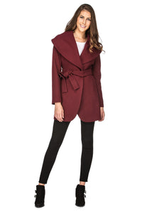 Haute Edition Women's Wool Blend Shawl Collar Wrap Coat Daily Haute