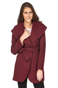 Haute Edition Women's Wool Blend Shawl Collar Wrap Coat Daily Haute