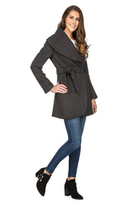 Haute Edition Women's Wool Blend Shawl Collar Wrap Coat Daily Haute