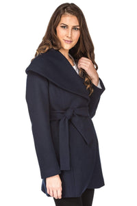 Haute Edition Women's Wool Blend Shawl Collar Wrap Coat Daily Haute