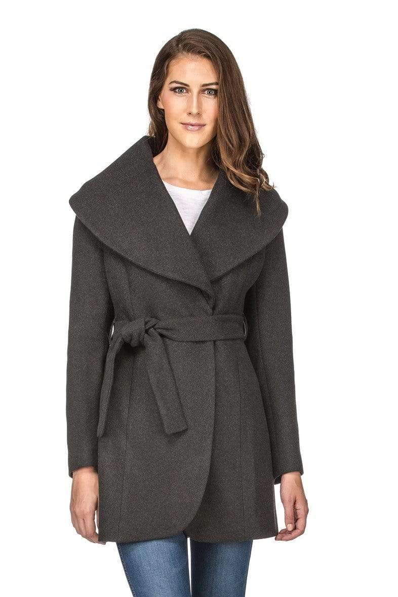 Haute Edition Women's Wool Blend Shawl Collar Wrap Coat Daily Haute