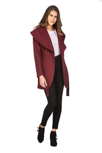 Haute Edition Women's Wool Blend Shawl Collar Wrap Coat Daily Haute