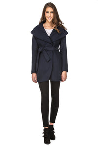 Haute Edition Women's Wool Blend Shawl Collar Wrap Coat Daily Haute