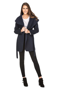 Haute Edition Women's Wool Blend Shawl Collar Wrap Coat Daily Haute