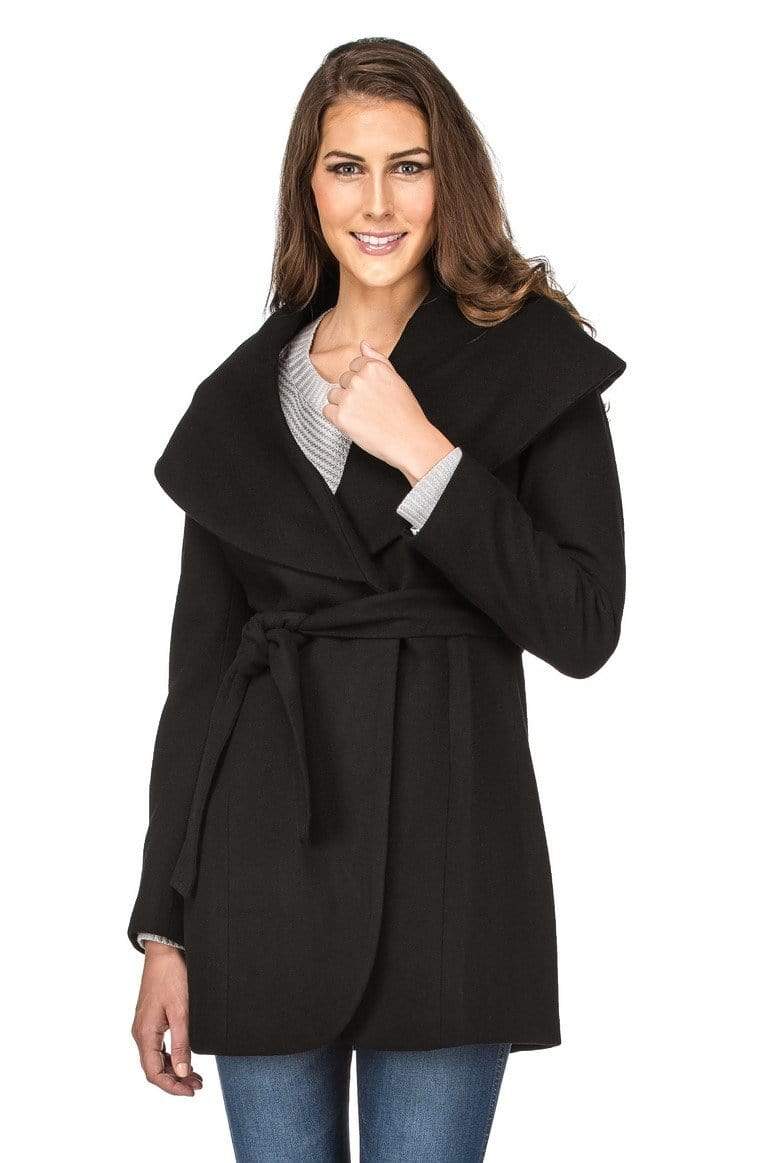 Haute Edition Women's Wool Blend Shawl Collar Wrap Coat Daily Haute