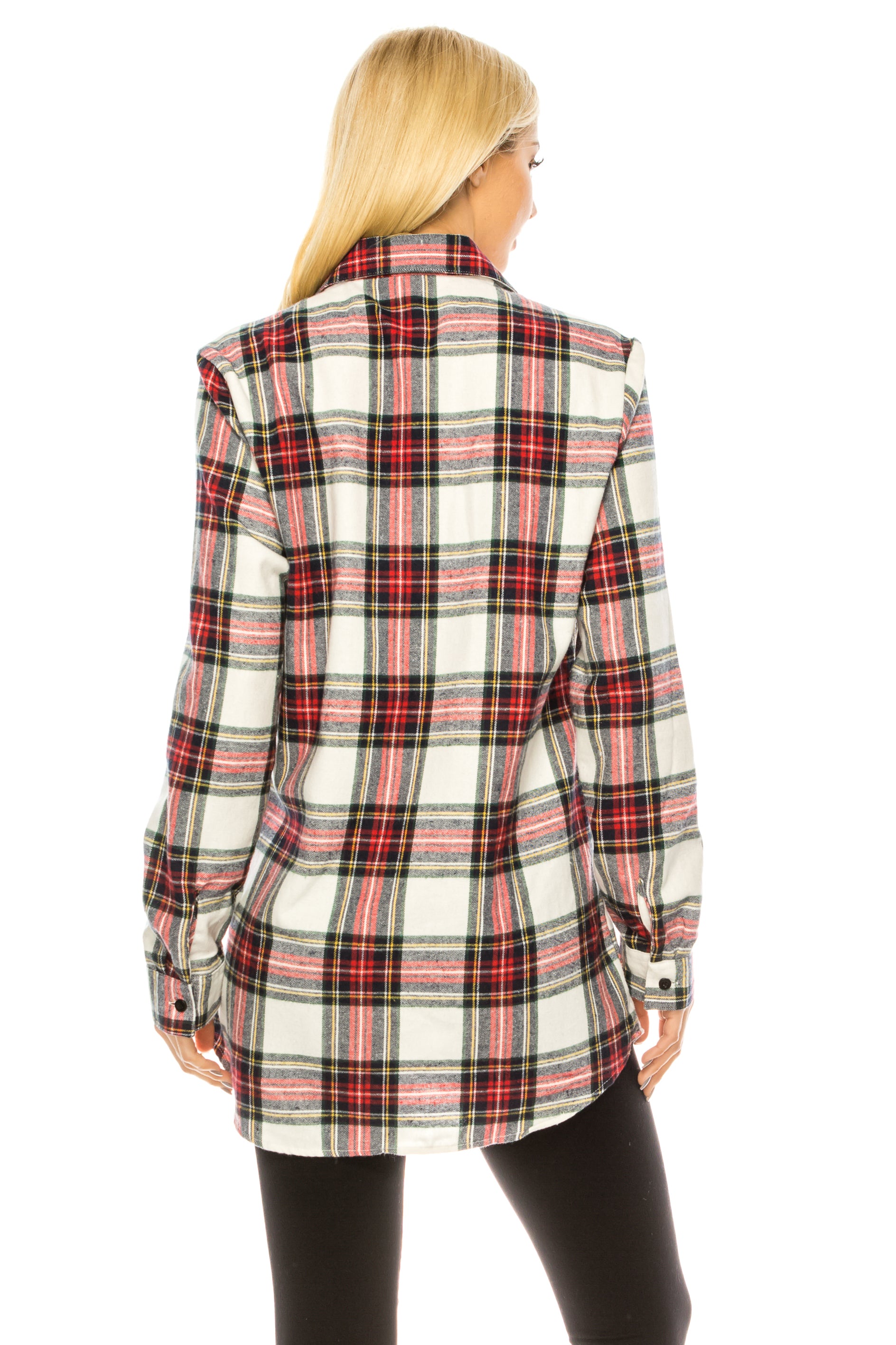 Haute Edition Women's Long Button Down Flannel Tunic Shirt with Plus