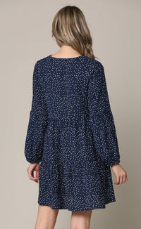 Made By Johnny Casual Flowy Swing Shift Long Sleeve Tiered Dress Daily Haute