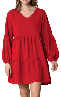 Made By Johnny Casual Flowy Swing Shift Long Sleeve Tiered Dress Daily Haute