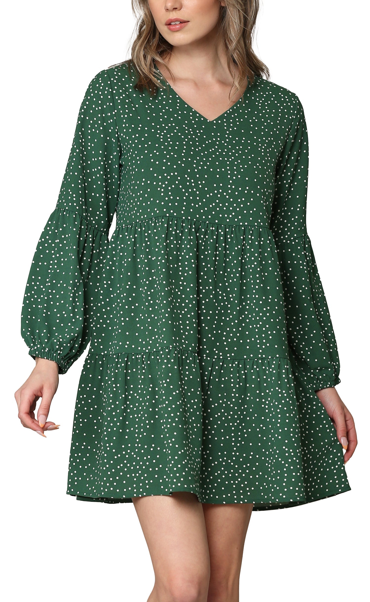 Made By Johnny Casual Flowy Swing Shift Long Sleeve Tiered Dress Daily Haute