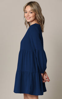 Made By Johnny Casual Flowy Swing Shift Long Sleeve Tiered Dress Daily Haute