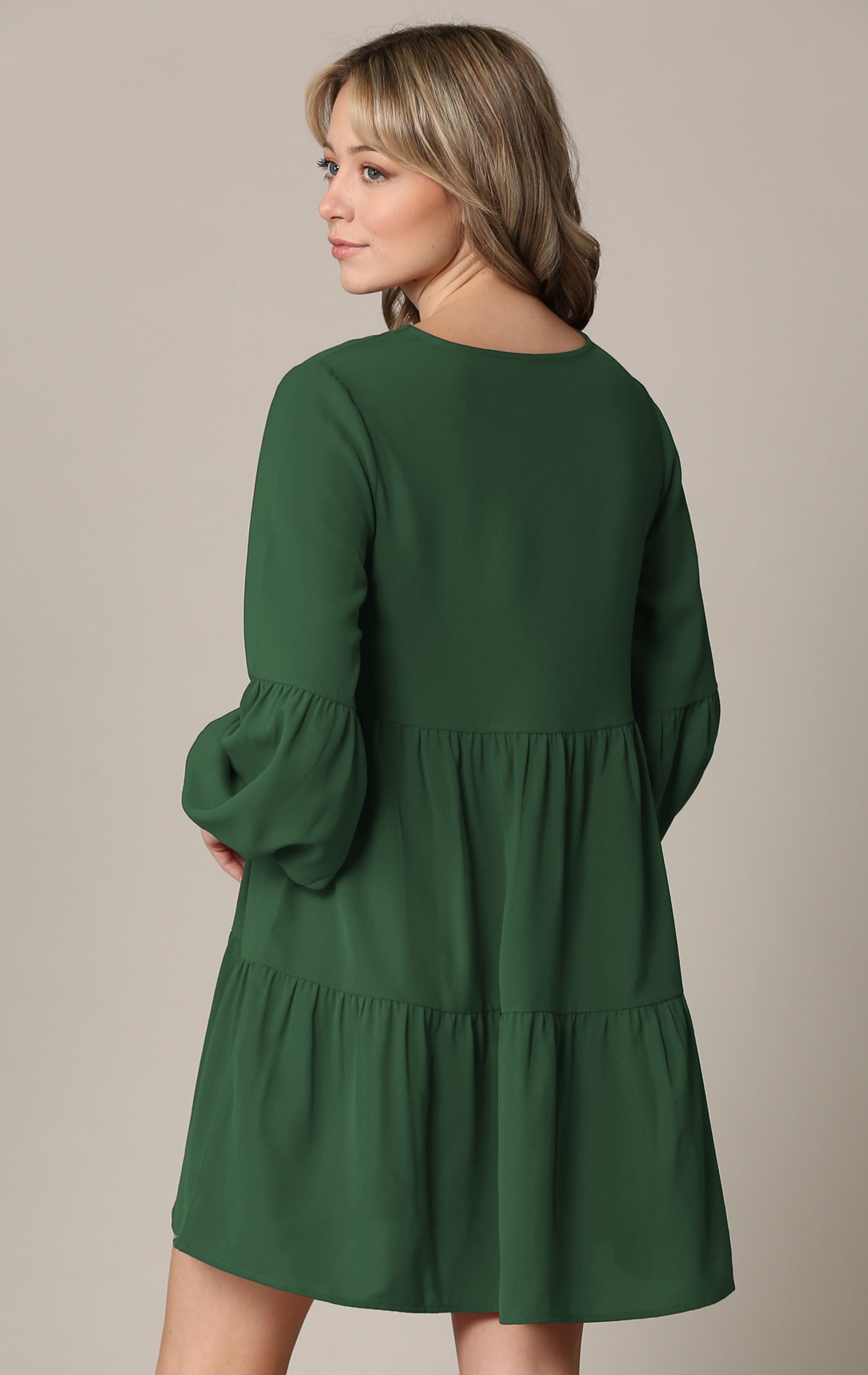 Made By Johnny Casual Flowy Swing Shift Long Sleeve Tiered Dress Daily Haute