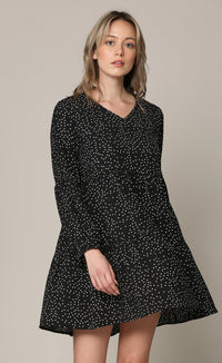 Made By Johnny Casual Flowy Swing Shift Long Sleeve Tiered Dress Daily Haute