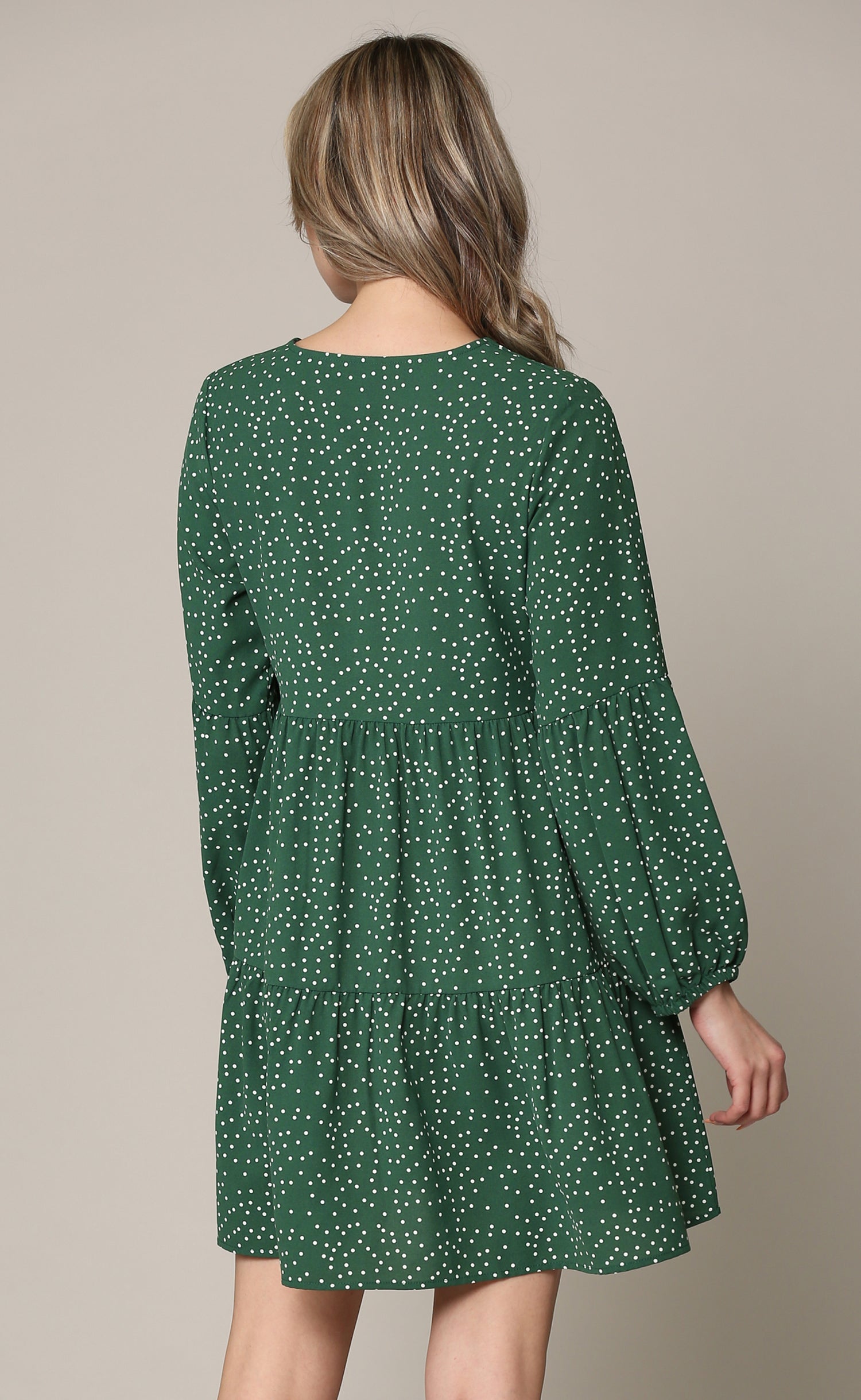 Made By Johnny Casual Flowy Swing Shift Long Sleeve Tiered Dress Daily Haute