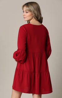 Made By Johnny Casual Flowy Swing Shift Long Sleeve Tiered Dress Daily Haute