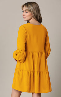 Made By Johnny Casual Flowy Swing Shift Long Sleeve Tiered Dress Daily Haute