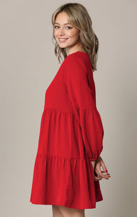 Made By Johnny Casual Flowy Swing Shift Long Sleeve Tiered Dress Daily Haute