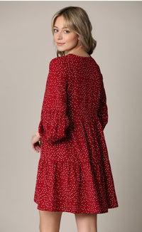 Made By Johnny Casual Flowy Swing Shift Long Sleeve Tiered Dress Daily Haute