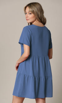 Made By Johnny Casual Flowy Swing Shift Short Sleeve Tiered Dress Daily Haute