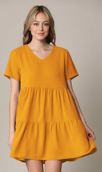 Made By Johnny Casual Flowy Swing Shift Short Sleeve Tiered Dress Daily Haute