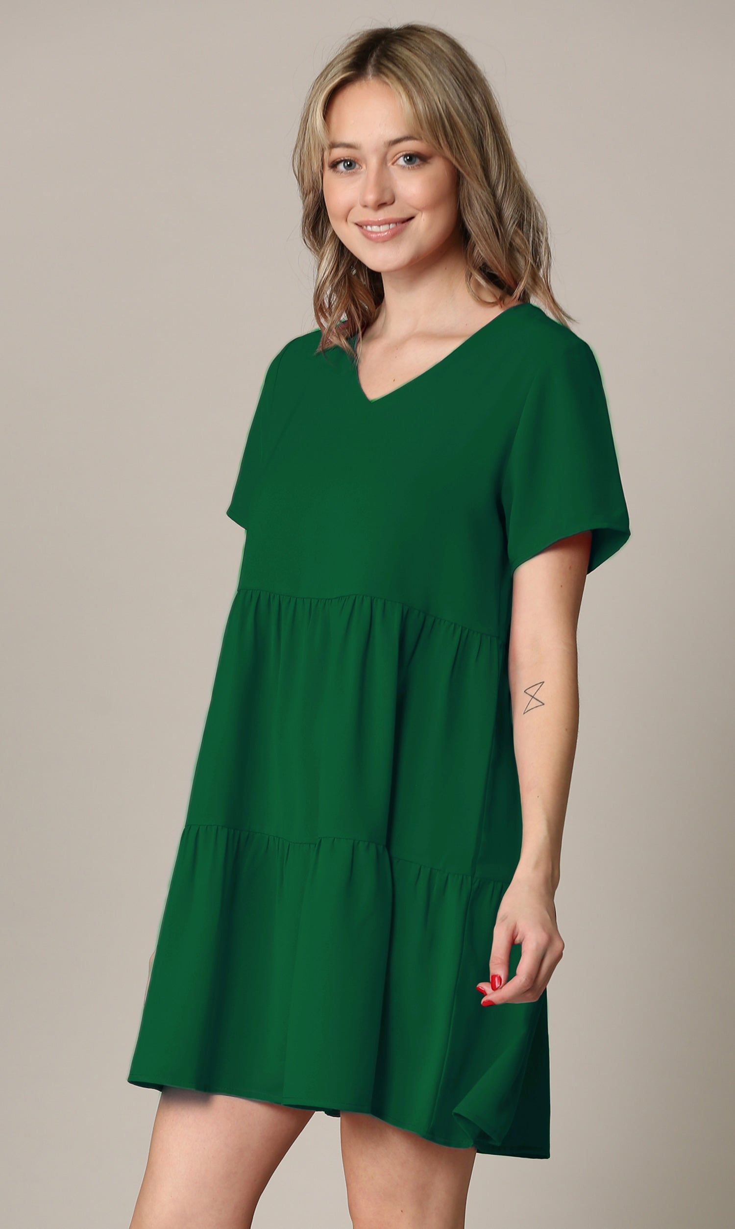 Made By Johnny Casual Flowy Swing Shift Short Sleeve Tiered Dress Daily Haute