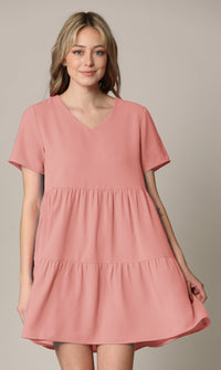 Made By Johnny Casual Flowy Swing Shift Short Sleeve Tiered Dress Daily Haute