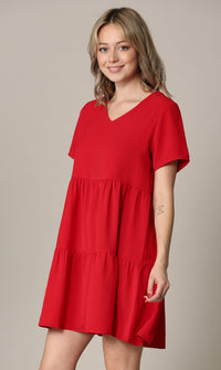 Made By Johnny Casual Flowy Swing Shift Short Sleeve Tiered Dress Daily Haute